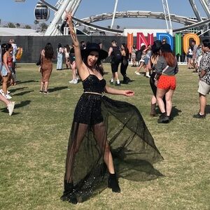 Showpo Mesh sheer tulle star maxi dress